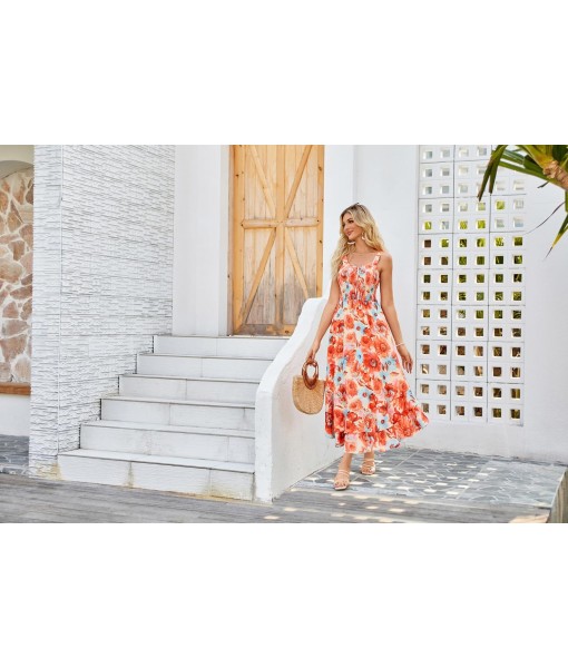 GRACE KARIN Women's 2025 Summer Floral Boho Dress Square Neck Strapped Swing A Line Sundress Beach Long Maxi Outfits