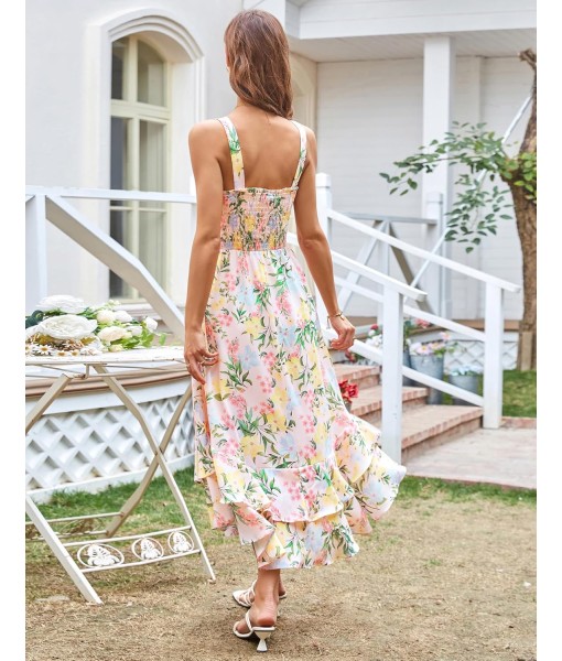GRACE KARIN Women's 2025 Summer Floral Boho Dress Square Neck Strapped Swing A Line Sundress Beach Long Maxi Outfits