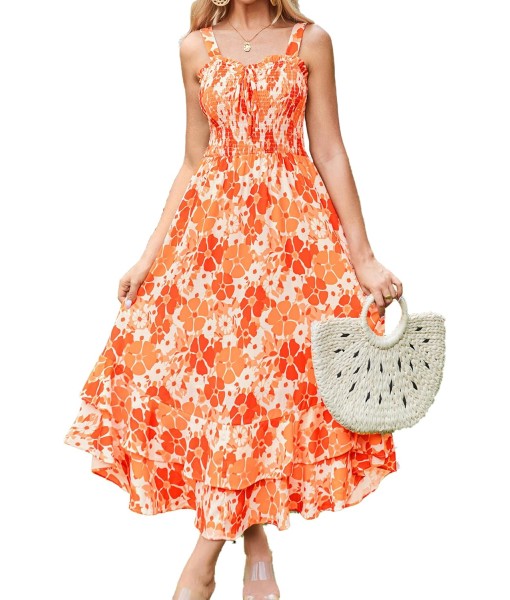 GRACE KARIN Women's 2025 Summer Floral Boho Dress Square Neck Strapped Swing A Line Sundress Beach Long Maxi Outfits