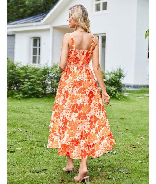 GRACE KARIN Women's 2025 Summer Floral Boho Dress Square Neck Strapped Swing A Line Sundress Beach Long Maxi Outfits