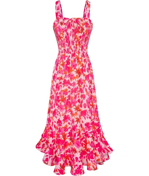 GRACE KARIN Women's 2025 Summer Floral Boho Dress Square Neck Strapped Swing A Line Sundress Beach Long Maxi Outfits