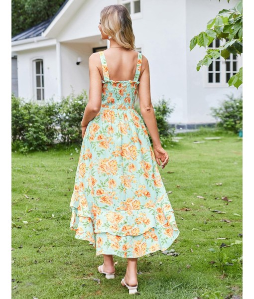 GRACE KARIN Women's 2025 Summer Floral Boho Dress Square Neck Strapped Swing A Line Sundress Beach Long Maxi Outfits