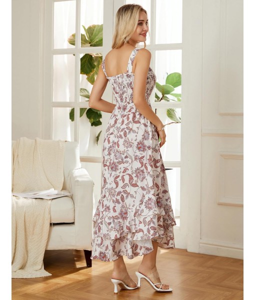 GRACE KARIN Women's 2025 Summer Floral Boho Dress Square Neck Strapped Swing A Line Sundress Beach Long Maxi Outfits