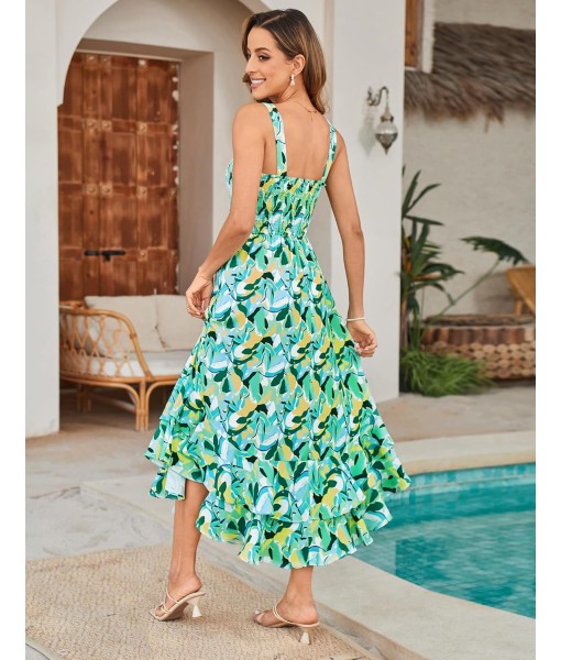 GRACE KARIN Women's 2025 Summer Floral Boho Dress Square Neck Strapped Swing A Line Sundress Beach Long Maxi Outfits