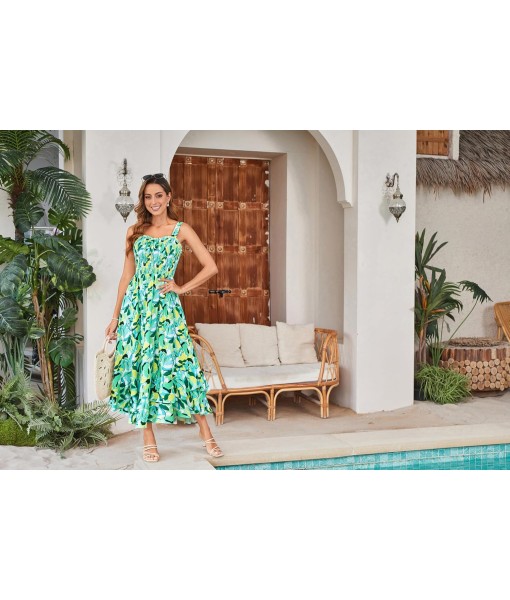 GRACE KARIN Women's 2025 Summer Floral Boho Dress Square Neck Strapped Swing A Line Sundress Beach Long Maxi Outfits