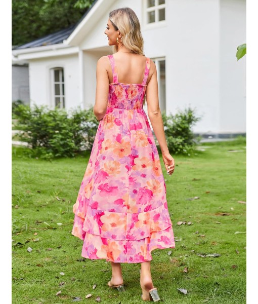 GRACE KARIN Women's 2025 Summer Floral Boho Dress Square Neck Strapped Swing A Line Sundress Beach Long Maxi Outfits