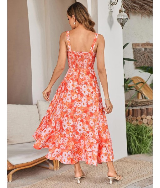 GRACE KARIN Women's 2025 Summer Floral Boho Dress Square Neck Strapped Swing A Line Sundress Beach Long Maxi Outfits