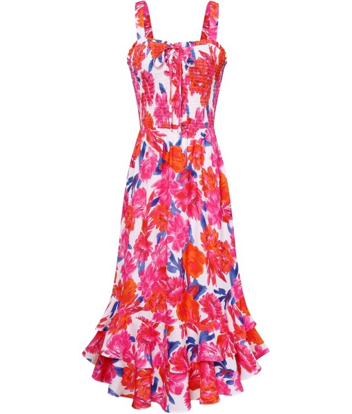 GRACE KARIN Women's 2025 Summer Floral Boho Dress Square Neck Strapped Swing A Line Sundress Beach Long Maxi Outfits