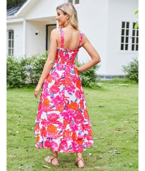 GRACE KARIN Women's 2025 Summer Floral Boho Dress Square Neck Strapped Swing A Line Sundress Beach Long Maxi Outfits