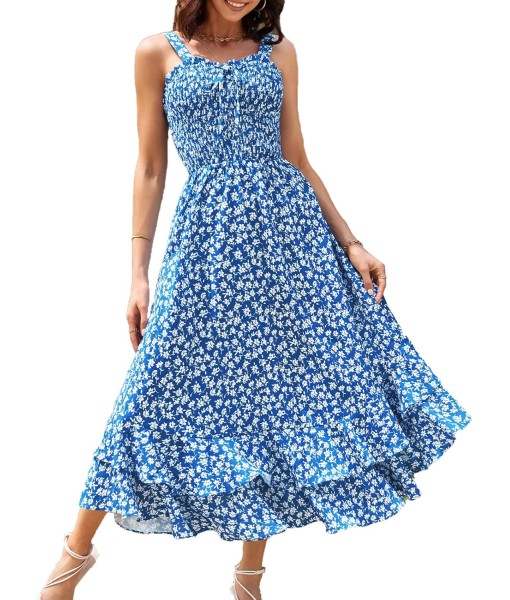 GRACE KARIN Women's 2025 Summer Floral Boho Dress Square Neck Strapped Swing A Line Sundress Beach Long Maxi Outfits