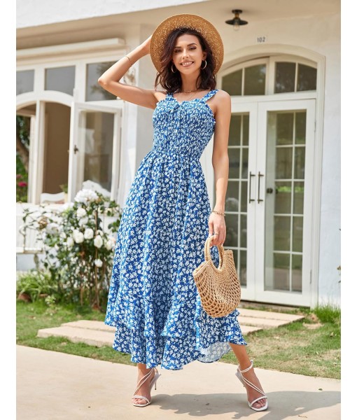 GRACE KARIN Women's 2025 Summer Floral Boho Dress Square Neck Strapped Swing A Line Sundress Beach Long Maxi Outfits
