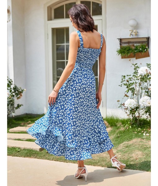 GRACE KARIN Women's 2025 Summer Floral Boho Dress Square Neck Strapped Swing A Line Sundress Beach Long Maxi Outfits
