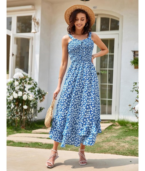 GRACE KARIN Women's 2025 Summer Floral Boho Dress Square Neck Strapped Swing A Line Sundress Beach Long Maxi Outfits