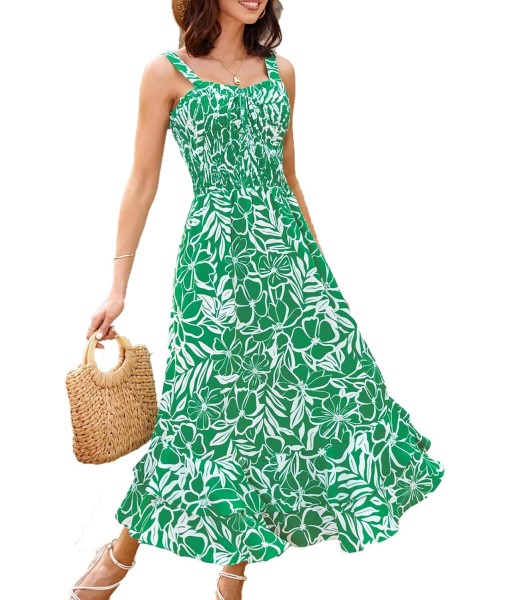 GRACE KARIN Women's 2025 Summer Floral Boho Dress Square Neck Strapped Swing A Line Sundress Beach Long Maxi Outfits