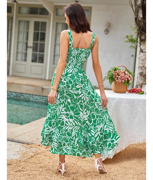 GRACE KARIN Women's 2025 Summer Floral Boho Dress Square Neck Strapped Swing A Line Sundress Beach Long Maxi Outfits