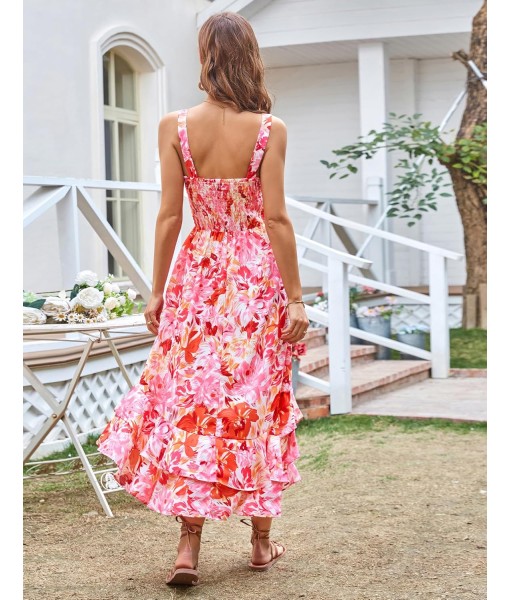 GRACE KARIN Women's 2025 Summer Floral Boho Dress Square Neck Strapped Swing A Line Sundress Beach Long Maxi Outfits