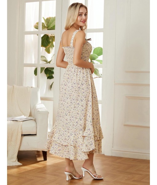 GRACE KARIN Women's 2025 Summer Floral Boho Dress Square Neck Strapped Swing A Line Sundress Beach Long Maxi Outfits