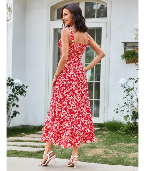 GRACE KARIN Women's 2025 Summer Floral Boho Dress Square Neck Strapped Swing A Line Sundress Beach Long Maxi Outfits
