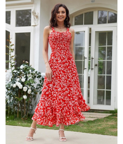 GRACE KARIN Women's 2025 Summer Floral Boho Dress Square Neck Strapped Swing A Line Sundress Beach Long Maxi Outfits