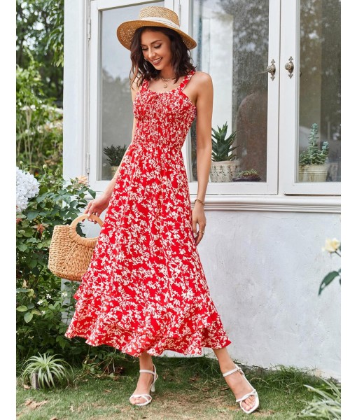 GRACE KARIN Women's 2025 Summer Floral Boho Dress Square Neck Strapped Swing A Line Sundress Beach Long Maxi Outfits