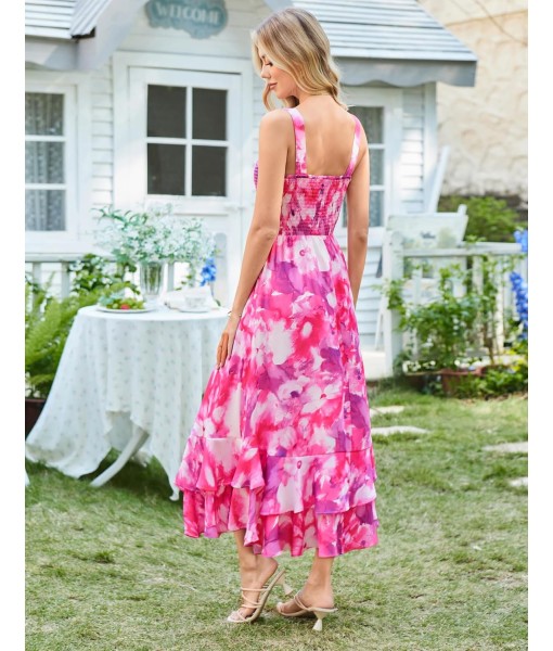 GRACE KARIN Women's 2025 Summer Floral Boho Dress Square Neck Strapped Swing A Line Sundress Beach Long Maxi Outfits