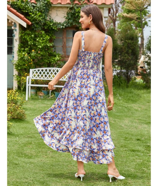 GRACE KARIN Women's 2025 Summer Floral Boho Dress Square Neck Strapped Swing A Line Sundress Beach Long Maxi Outfits