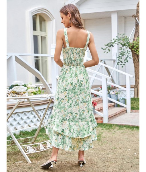 GRACE KARIN Women's 2025 Summer Floral Boho Dress Square Neck Strapped Swing A Line Sundress Beach Long Maxi Outfits