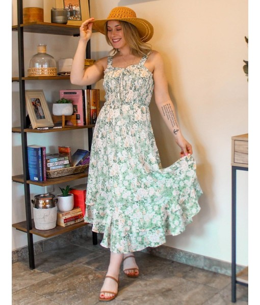 GRACE KARIN Women's 2025 Summer Floral Boho Dress Square Neck Strapped Swing A Line Sundress Beach Long Maxi Outfits
