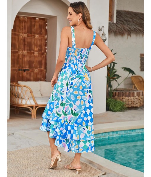 GRACE KARIN Women's 2025 Summer Floral Boho Dress Square Neck Strapped Swing A Line Sundress Beach Long Maxi Outfits