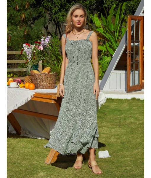 GRACE KARIN Women's 2025 Summer Floral Boho Dress Square Neck Strapped Swing A Line Sundress Beach Long Maxi Outfits