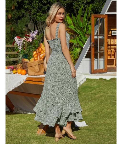 GRACE KARIN Women's 2025 Summer Floral Boho Dress Square Neck Strapped Swing A Line Sundress Beach Long Maxi Outfits