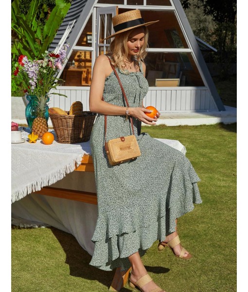 GRACE KARIN Women's 2025 Summer Floral Boho Dress Square Neck Strapped Swing A Line Sundress Beach Long Maxi Outfits