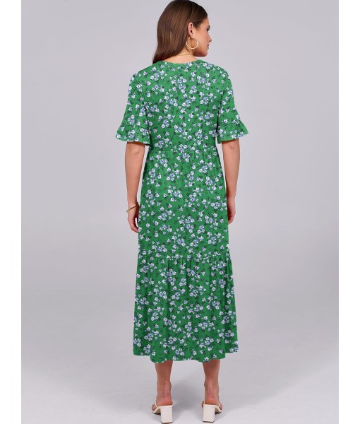 ANRABESS Women's Casual Summer Ruffle Short Sleeve T Shirts Maxi Dress 2025 Fall V Neck Flowy Tiered Boho Beach Dresses