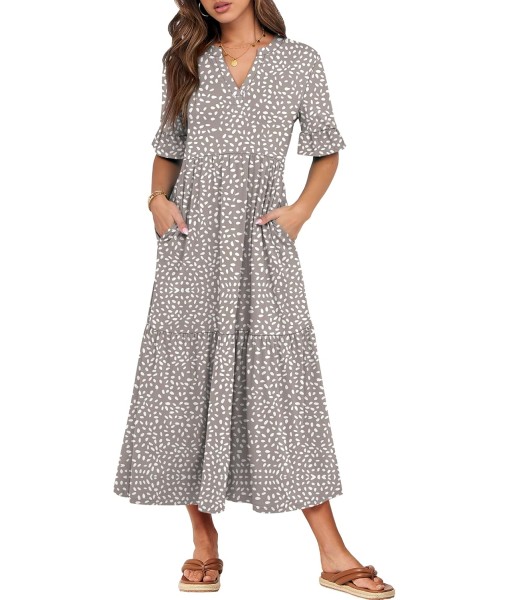 ANRABESS Women's Casual Summer Ruffle Short Sleeve T Shirts Maxi Dress 2025 Fall V Neck Flowy Tiered Boho Beach Dresses