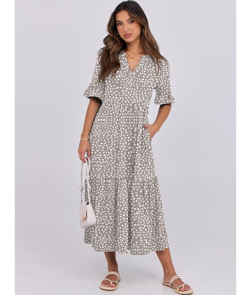 ANRABESS Women's Casual Summer Ruffle Short Sleeve T Shirts Maxi Dress 2025 Fall V Neck Flowy Tiered Boho Beach Dresses