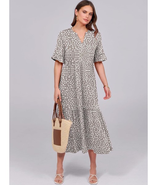 ANRABESS Women's Casual Summer Ruffle Short Sleeve T Shirts Maxi Dress 2025 Fall V Neck Flowy Tiered Boho Beach Dresses