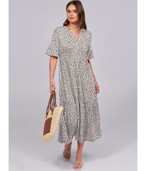 ANRABESS Women's Casual Summer Ruffle Short Sleeve T Shirts Maxi Dress 2025 Fall V Neck Flowy Tiered Boho Beach Dresses