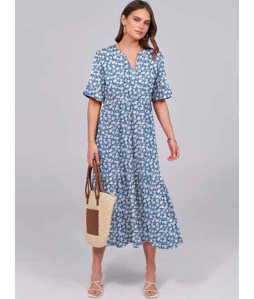 ANRABESS Women's Casual Summer Ruffle Short Sleeve T Shirts Maxi Dress 2025 Fall V Neck Flowy Tiered Boho Beach Dresses