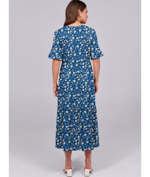 ANRABESS Women's Casual Summer Ruffle Short Sleeve T Shirts Maxi Dress 2025 Fall V Neck Flowy Tiered Boho Beach Dresses