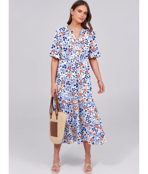 ANRABESS Women's Casual Summer Ruffle Short Sleeve T Shirts Maxi Dress 2025 Fall V Neck Flowy Tiered Boho Beach Dresses