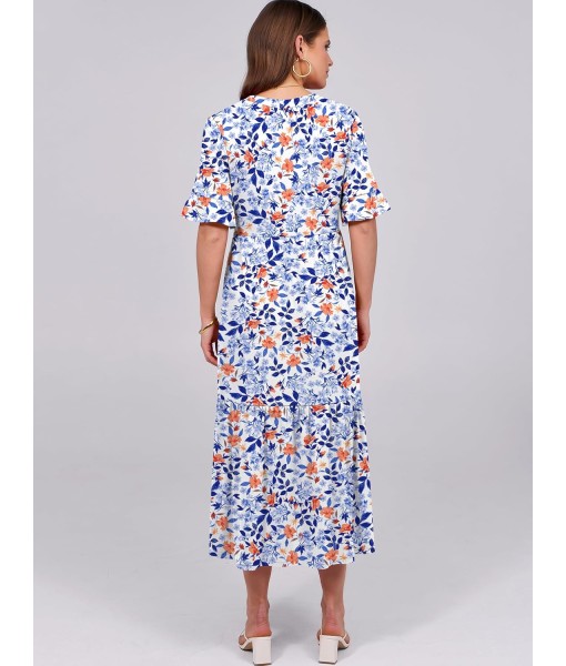 ANRABESS Women's Casual Summer Ruffle Short Sleeve T Shirts Maxi Dress 2025 Fall V Neck Flowy Tiered Boho Beach Dresses