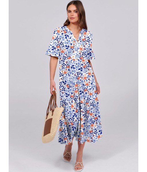 ANRABESS Women's Casual Summer Ruffle Short Sleeve T Shirts Maxi Dress 2025 Fall V Neck Flowy Tiered Boho Beach Dresses