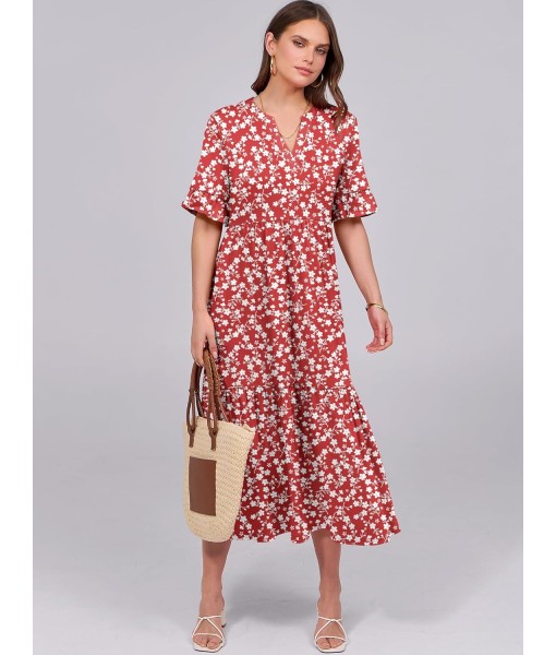 ANRABESS Women's Casual Summer Ruffle Short Sleeve T Shirts Maxi Dress 2025 Fall V Neck Flowy Tiered Boho Beach Dresses