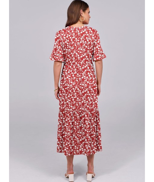 ANRABESS Women's Casual Summer Ruffle Short Sleeve T Shirts Maxi Dress 2025 Fall V Neck Flowy Tiered Boho Beach Dresses
