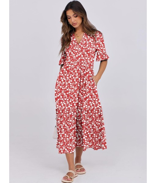 ANRABESS Women's Casual Summer Ruffle Short Sleeve T Shirts Maxi Dress 2025 Fall V Neck Flowy Tiered Boho Beach Dresses