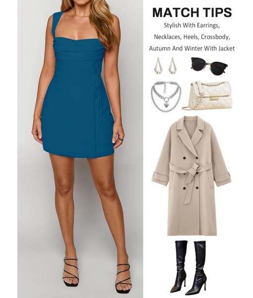 Women's Sexy Ruched Mesh Midi Short Dresses for Women Square Neck Fitted Elegant Club Party Cocktail Dress