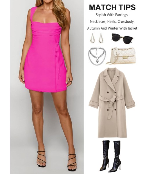 Women's Sexy Ruched Mesh Midi Short Dresses for Women Square Neck Fitted Elegant Club Party Cocktail Dress