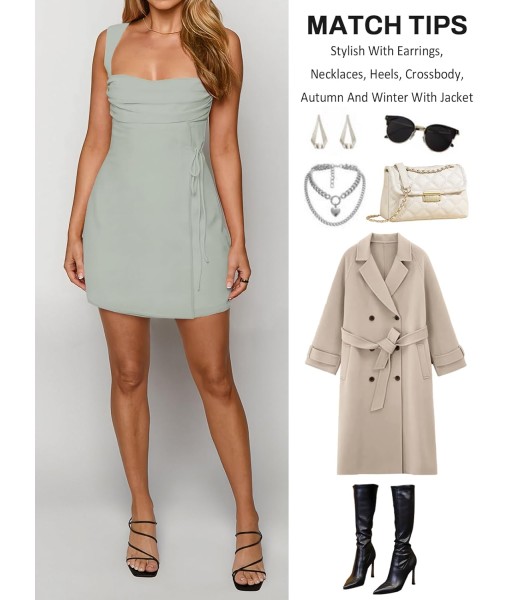 Women's Sexy Ruched Mesh Midi Short Dresses for Women Square Neck Fitted Elegant Club Party Cocktail Dress