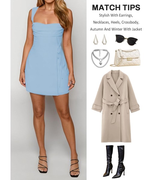 Women's Sexy Ruched Mesh Midi Short Dresses for Women Square Neck Fitted Elegant Club Party Cocktail Dress