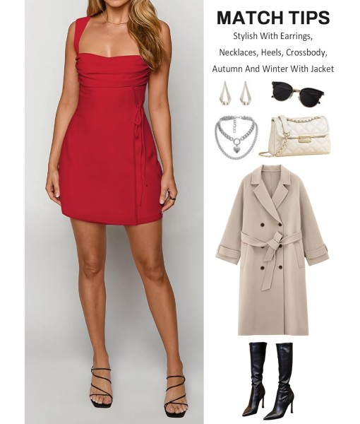 Women's Sexy Ruched Mesh Midi Short Dresses for Women Square Neck Fitted Elegant Club Party Cocktail Dress